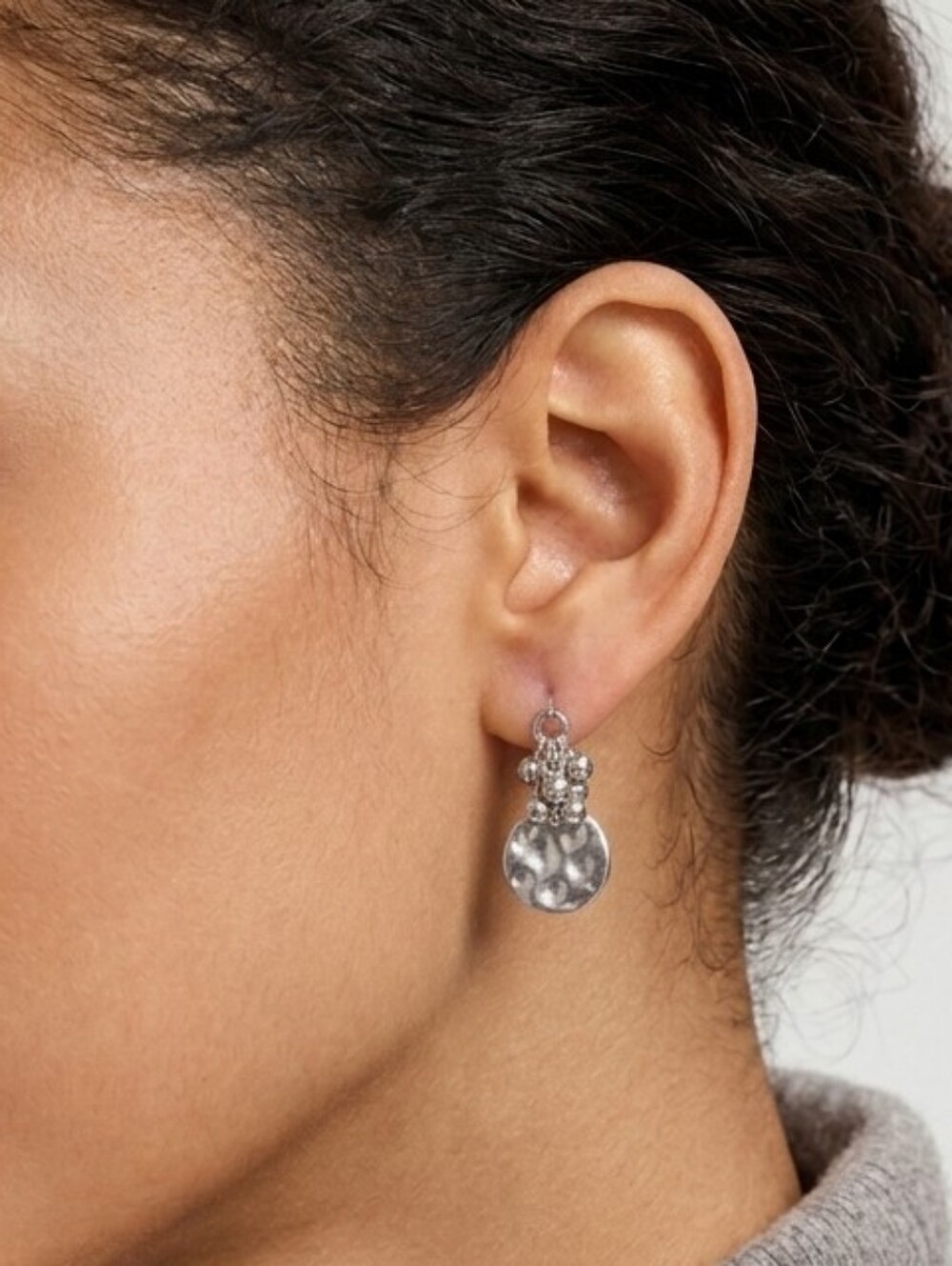 Handcrafted Silver Toned Steel Dangle Earrings